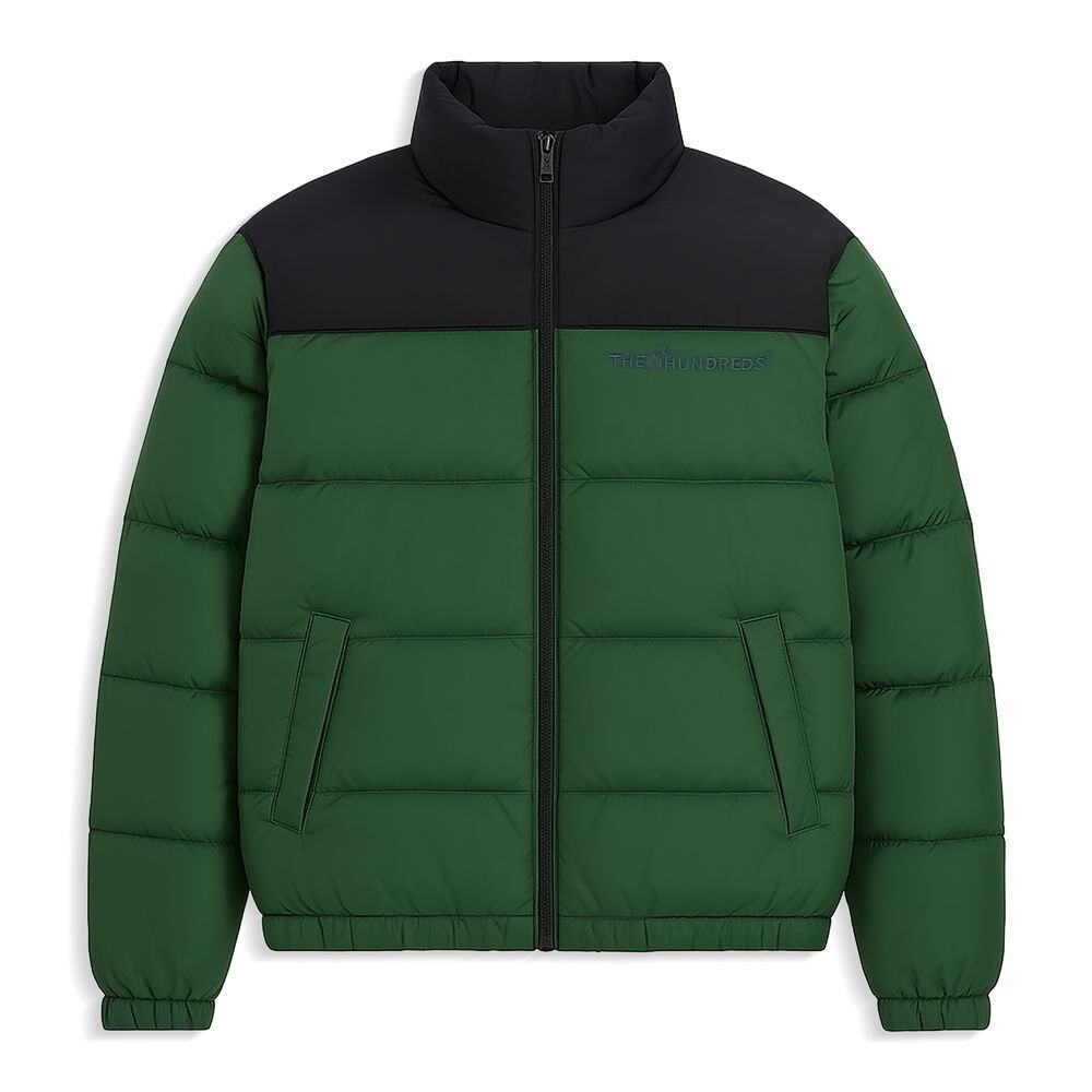 The Hundreds Padded Zip Jacket Men's Small Green Black Colorblock Puffer NWT